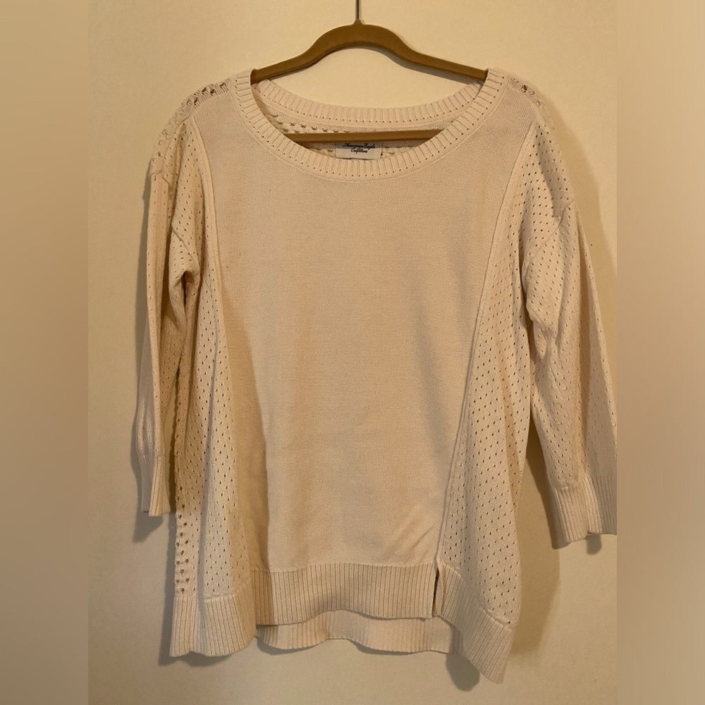 American Eagle cream knitted top Large